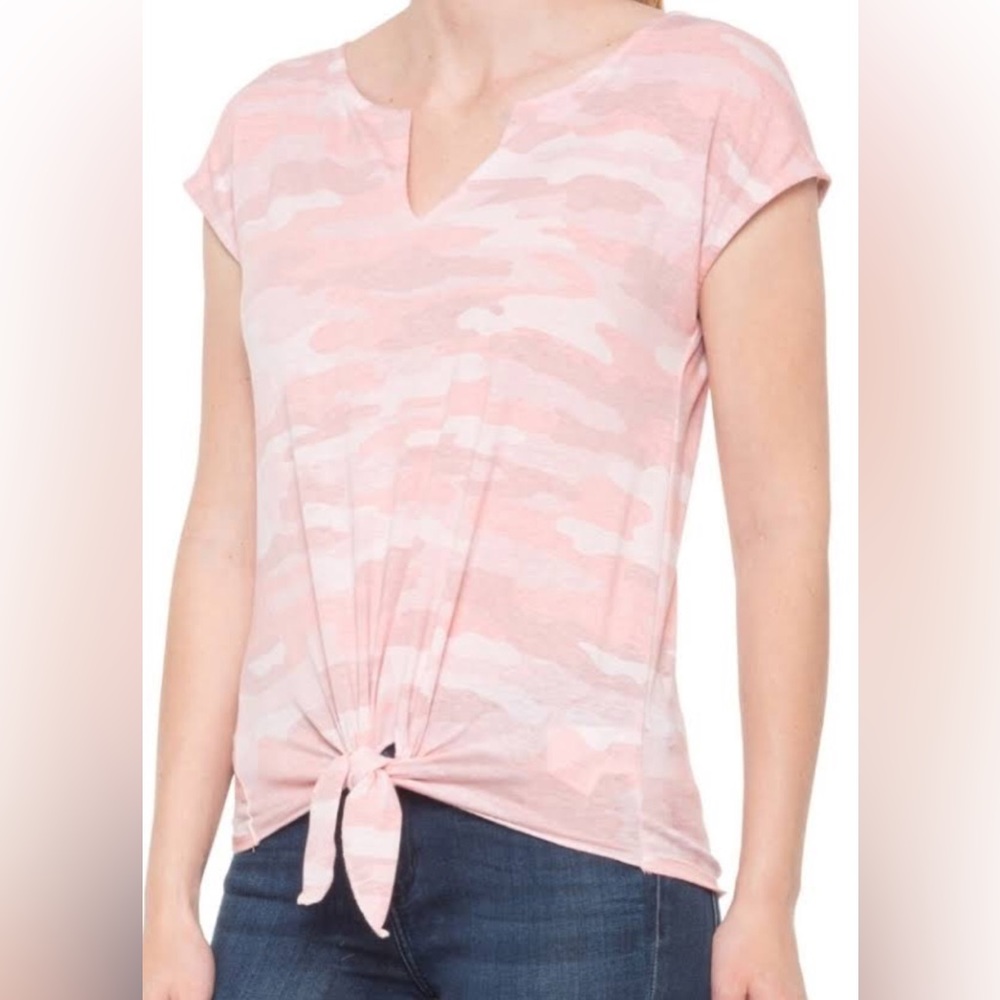 Lucky Brand Pink Camo Burn Out Tee S